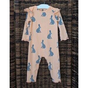 Tea Collection Baby 12 - 18 Months Bunny Rabbit One Piece Romper Ruffles Easter
